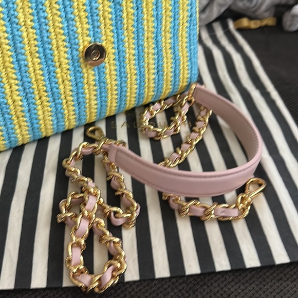 NWT! Lele Sadoughi Tabitha Raffia Ruffle Handbag Pink Purple Barbie Barbiecore - Picture 11 of 13